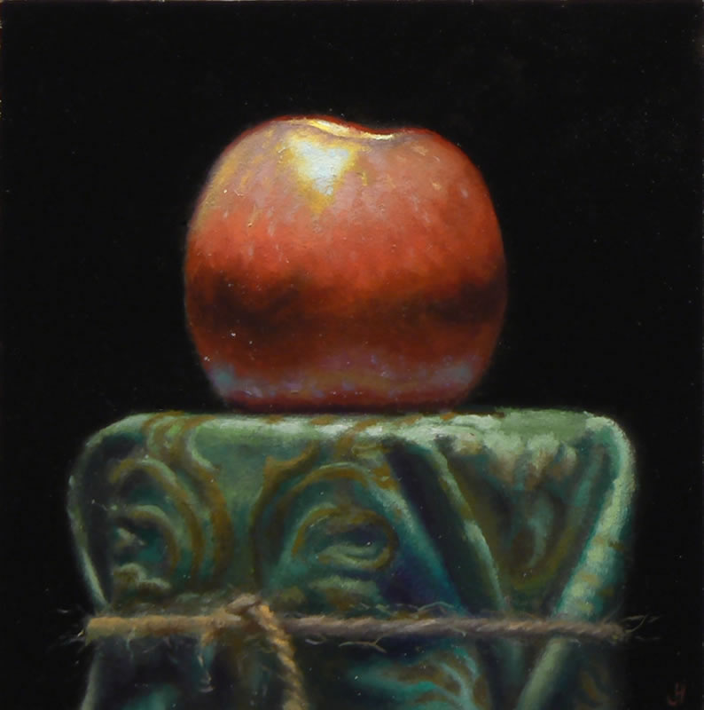 "Red Apple No. 3" Oil on panel, 4x4 inches, 2010 (sold)