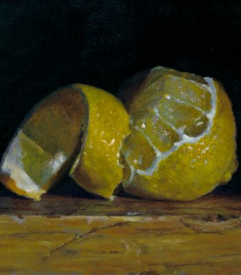 "Peeled Lemon", oil on panel, 4x4 inches, 2012, Sold
