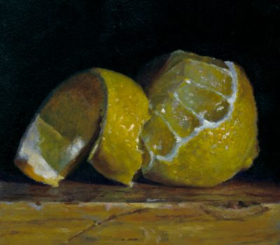 "Peeled Lemon", oil on panel, 4x4 inches, 2012