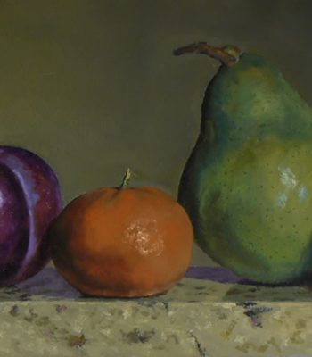 "Lime, Plum, Mandarin, Pear, Nectarine", oil on canvas, 10x20 inches, 2013, Sold
