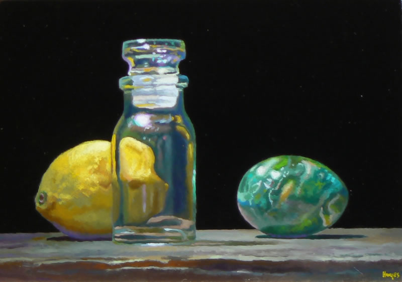 "Still Life with Green Marble Egg" Oil on panel, 4x6 inches, 2009 (Sold)