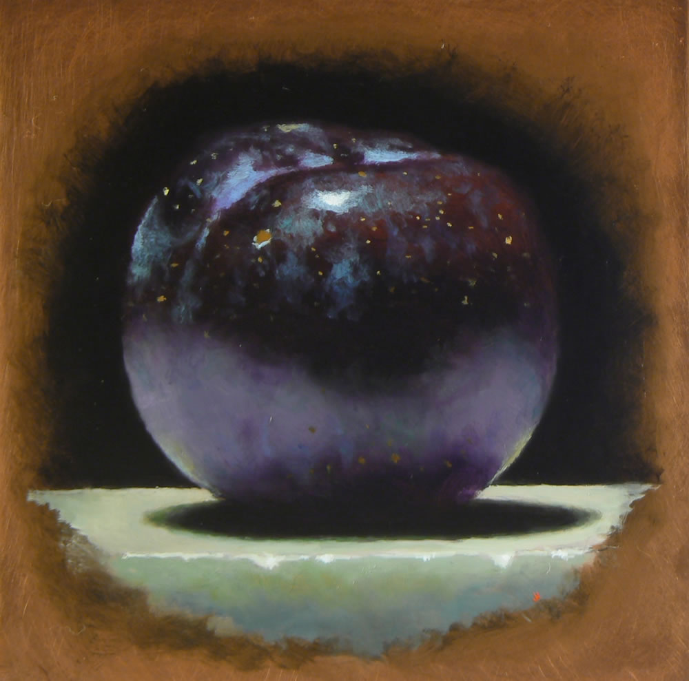 "Red Plum II" Oil on copper, 5x5 inches, 2013 (Sold)