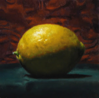 "Lemon No. 5" Oil on Panel, 4x4 inches, 2010 (sold)