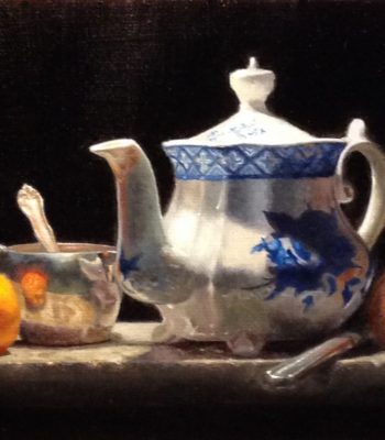 "Tea, with Memories", oil on linen, 9x12 inches, 2017, Sold