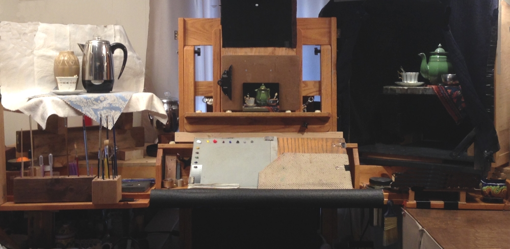 The shadowbox sitting to the right of my easel