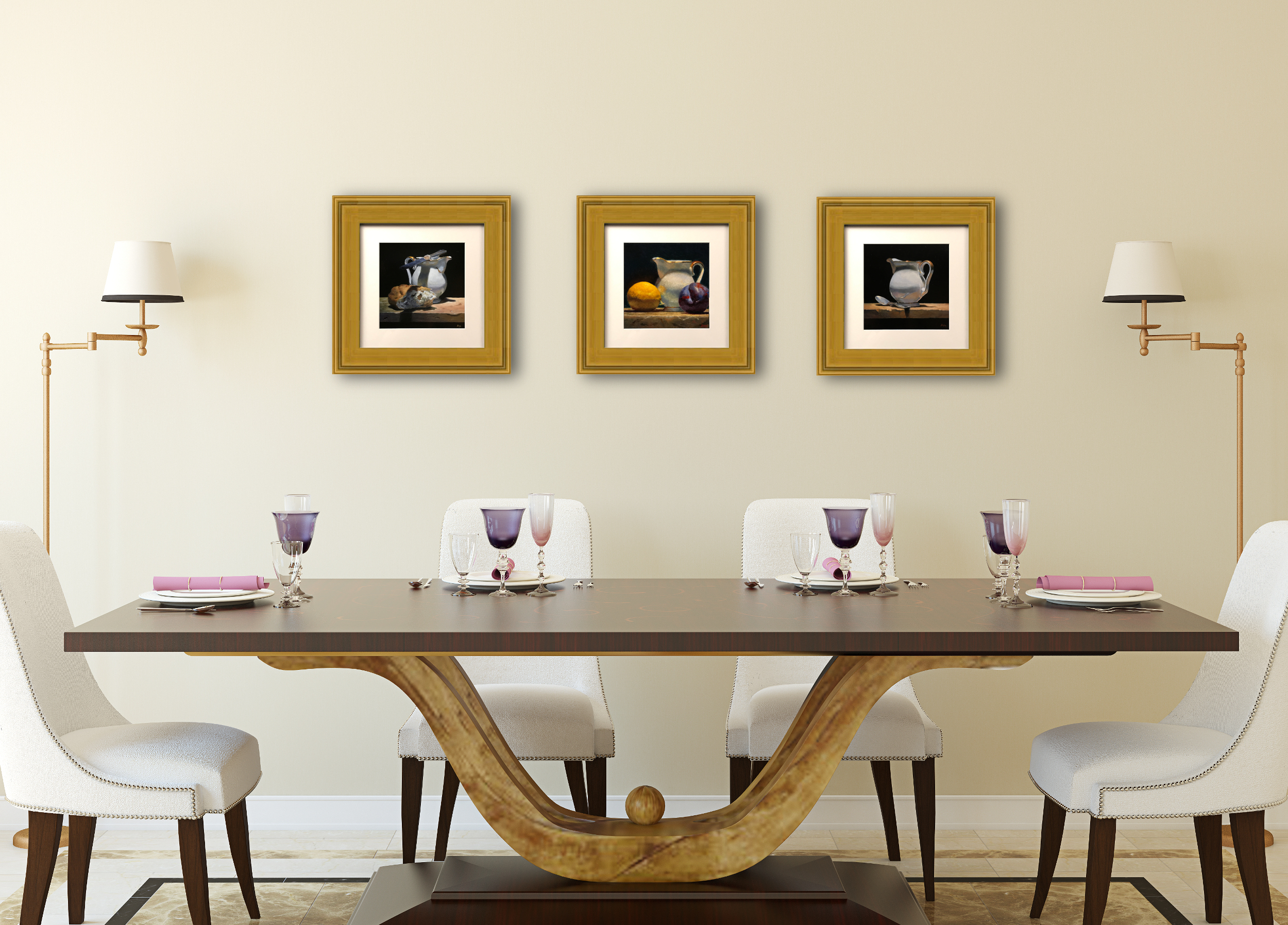 Matted Prints with Gold Frames
