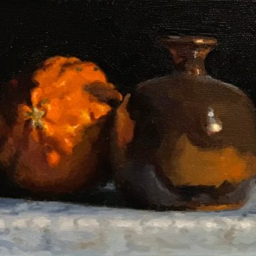 Color Study: Orange Gourd and Bud Vase